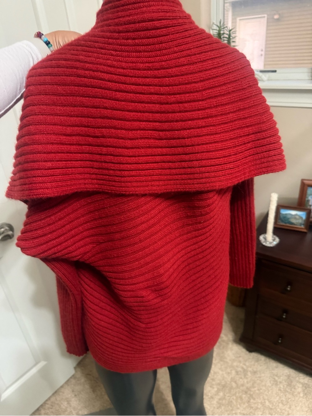 Peruvian Connection Red Ribbed Open-Front Cardigan - Picture 3 of 4